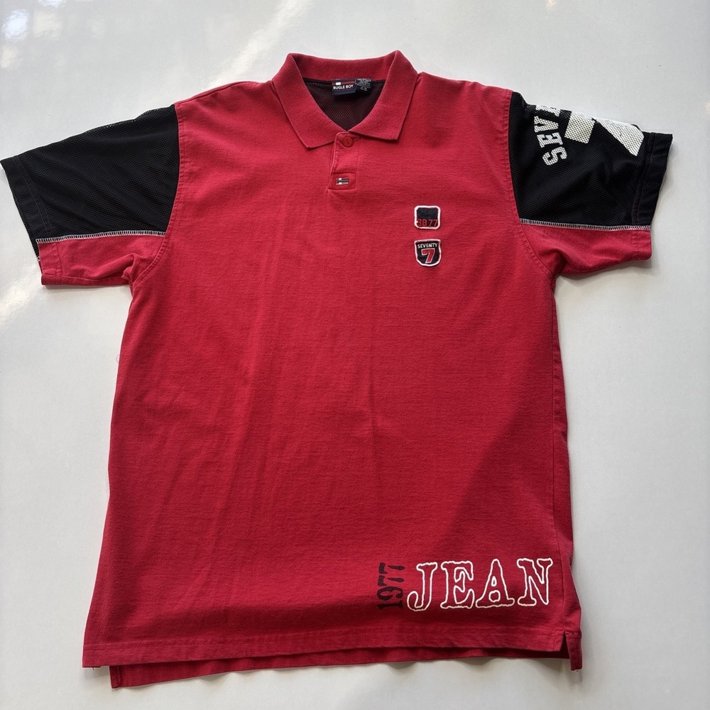 Bugle Boy BB77 Red Polo Shirt Mens Size L Y2K Vintage Preppy